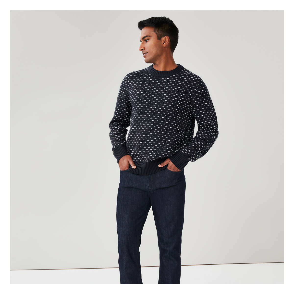 Men s Knit Sweater in Dark Navy from Joe Fresh